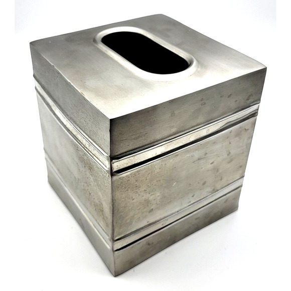 Paradigm Chrome Tissue Box Cover Made in India 5x5x5.5" NEW with Tag - Picture 8 of 8